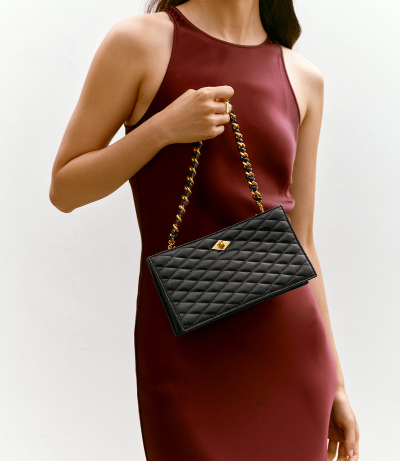 Large Chain Strap Elvis Black with Gold Hardware