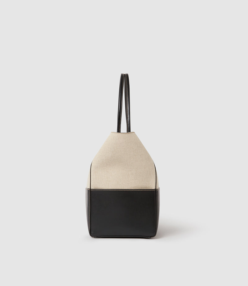 Incognito Small Cabas Linen with Apple Leather Black