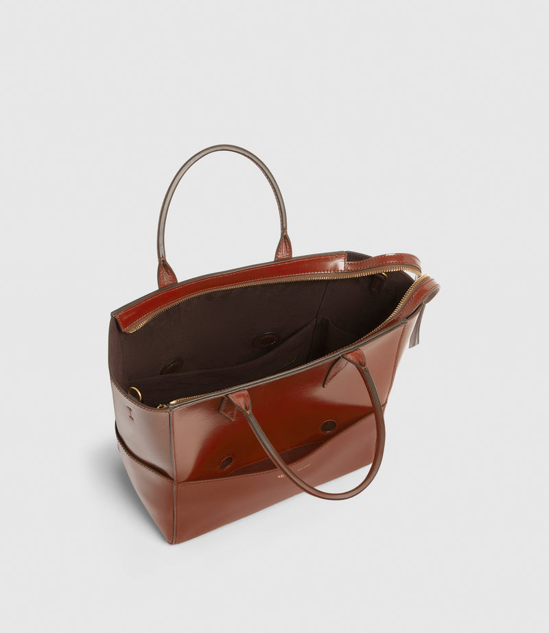 Incognito Crossbody Glossy Calfskin Burnt Tobacco