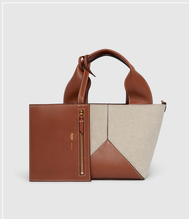 Market Mini Natural Linen with Cognac