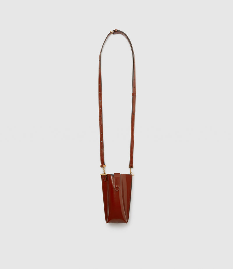Minimalist Double Glossy Calfskin Burnt Tobacco