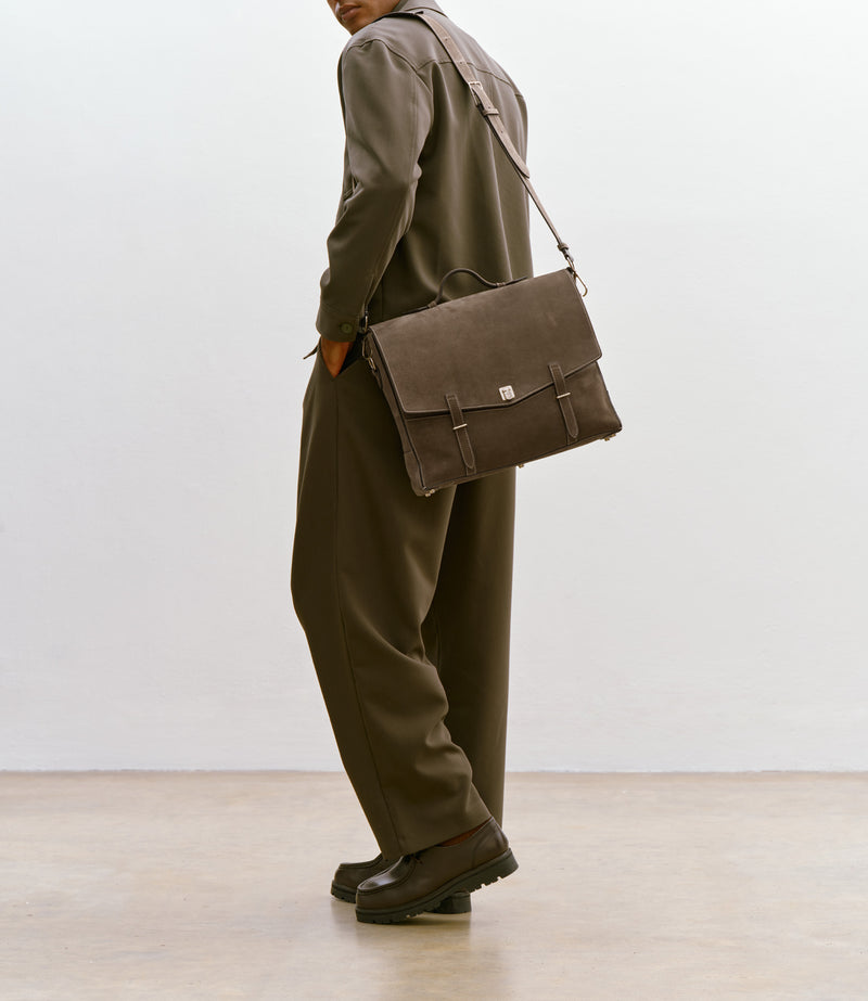 Rider Briefcase Suede Khaki