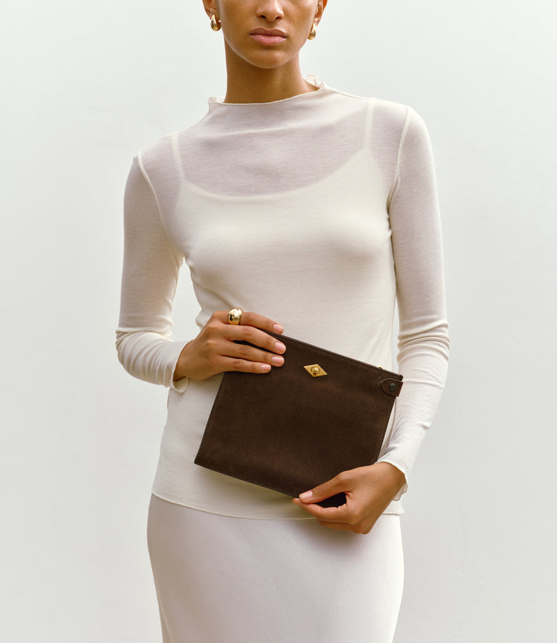 Stowaway Crossbody Suede Chocolate