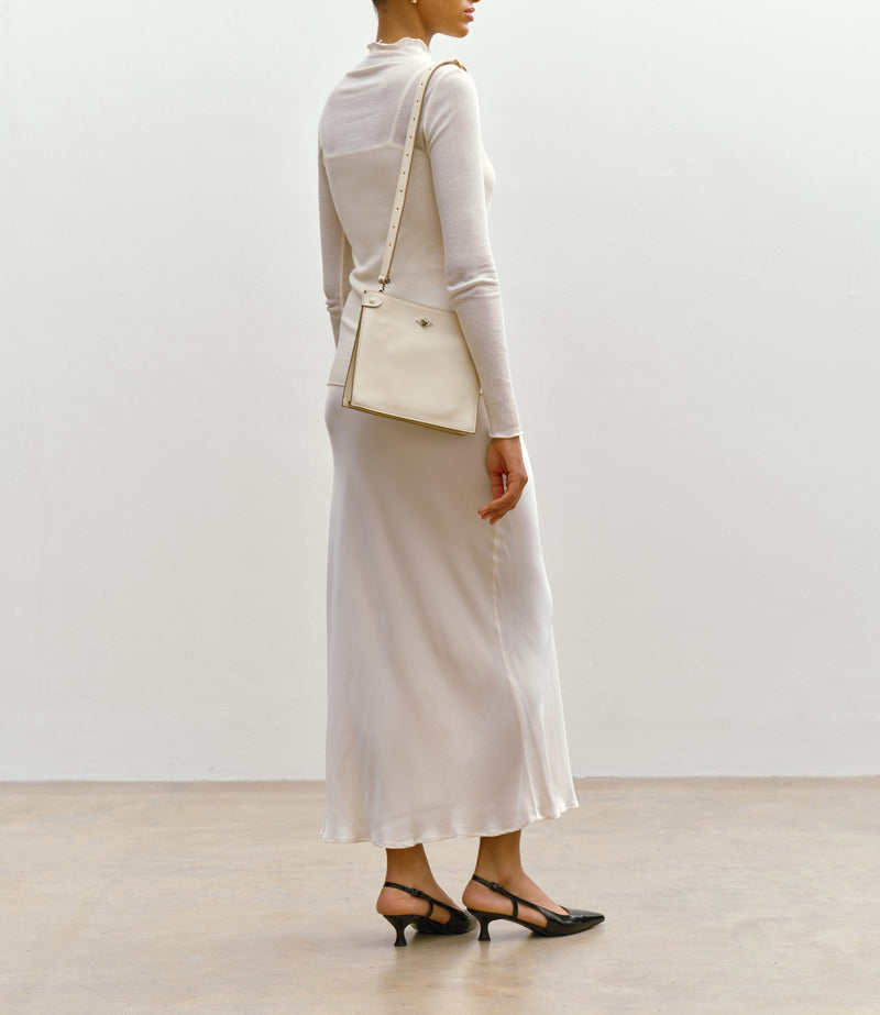 Stowaway Crossbody Elvis White Sand with Silver Hardware