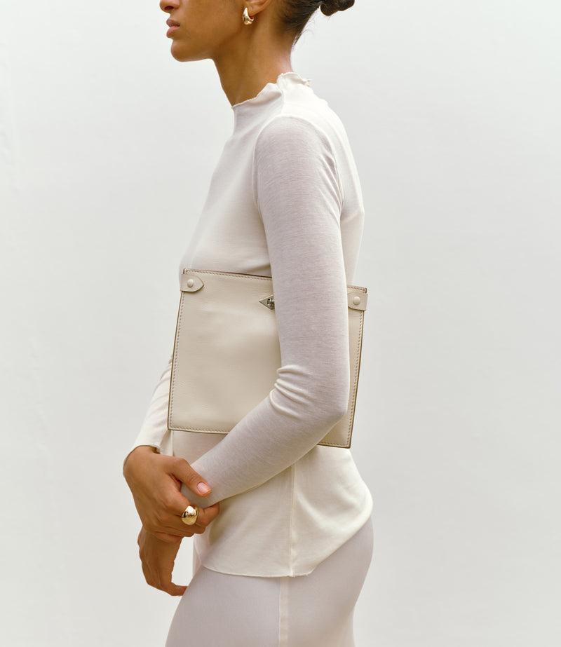 Stowaway Crossbody Elvis White Sand with Silver Hardware