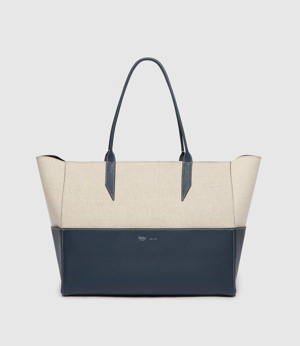 Incognito Small Cabas Natural Linen Navy