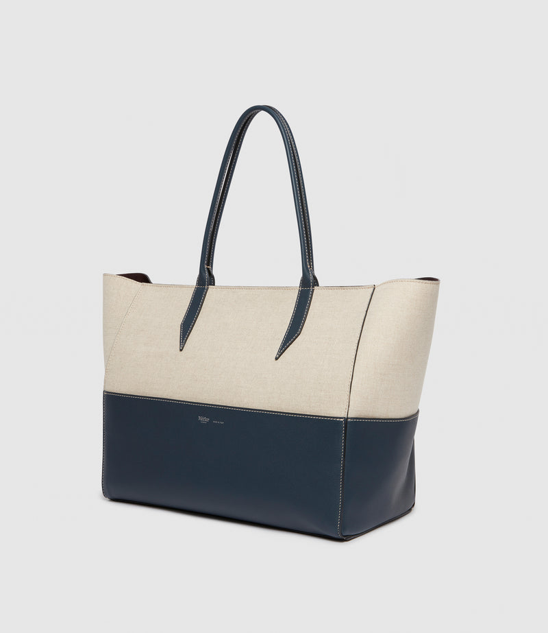 Incognito Small Cabas Natural Linen Navy
