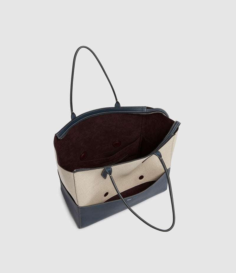 Incognito Small Cabas Natural Linen Navy