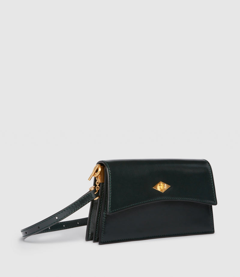 Roma Mini Glossy Calfskin Forest Green