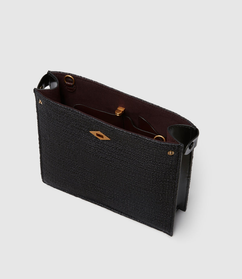 Stowaway Crossbody Bouclé Glossy Calfskin Black