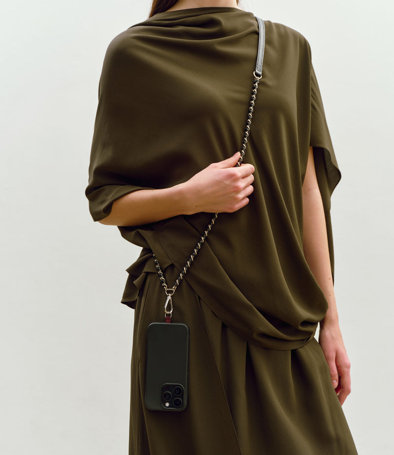 Crossbody Chain Phone Strap Elvis Black with Silver