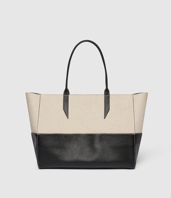 Incognito Small Cabas Linen with Apple Leather Black