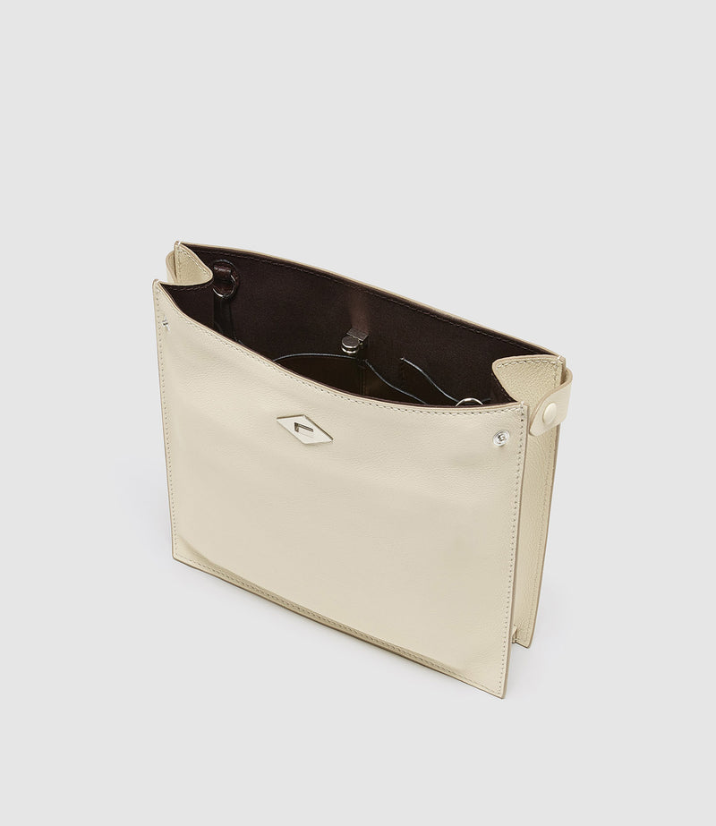 Stowaway Crossbody Smooth Calfskin White Sand with Silver Hardware