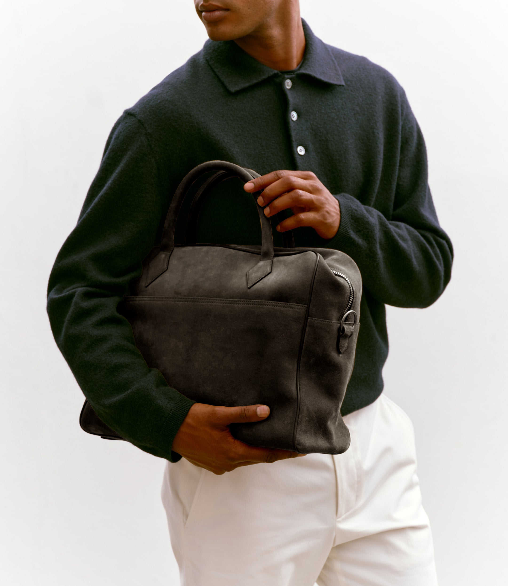 Closer All Day Briefcase Suede London Grey | Métier US