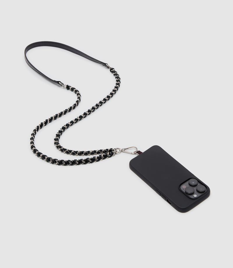 Crossbody Chain Phone Strap Elvis Black with Silver