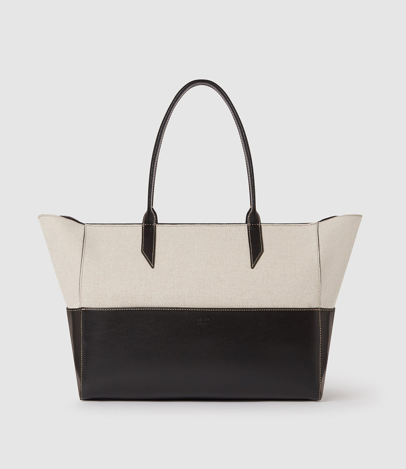 Incognito Small Cabas Linen with Apple Leather Black