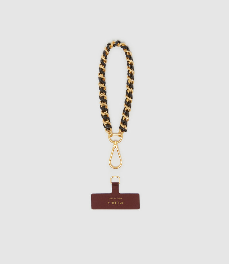 Wristlet Chain Strap Elvis Black with Gold Hardware