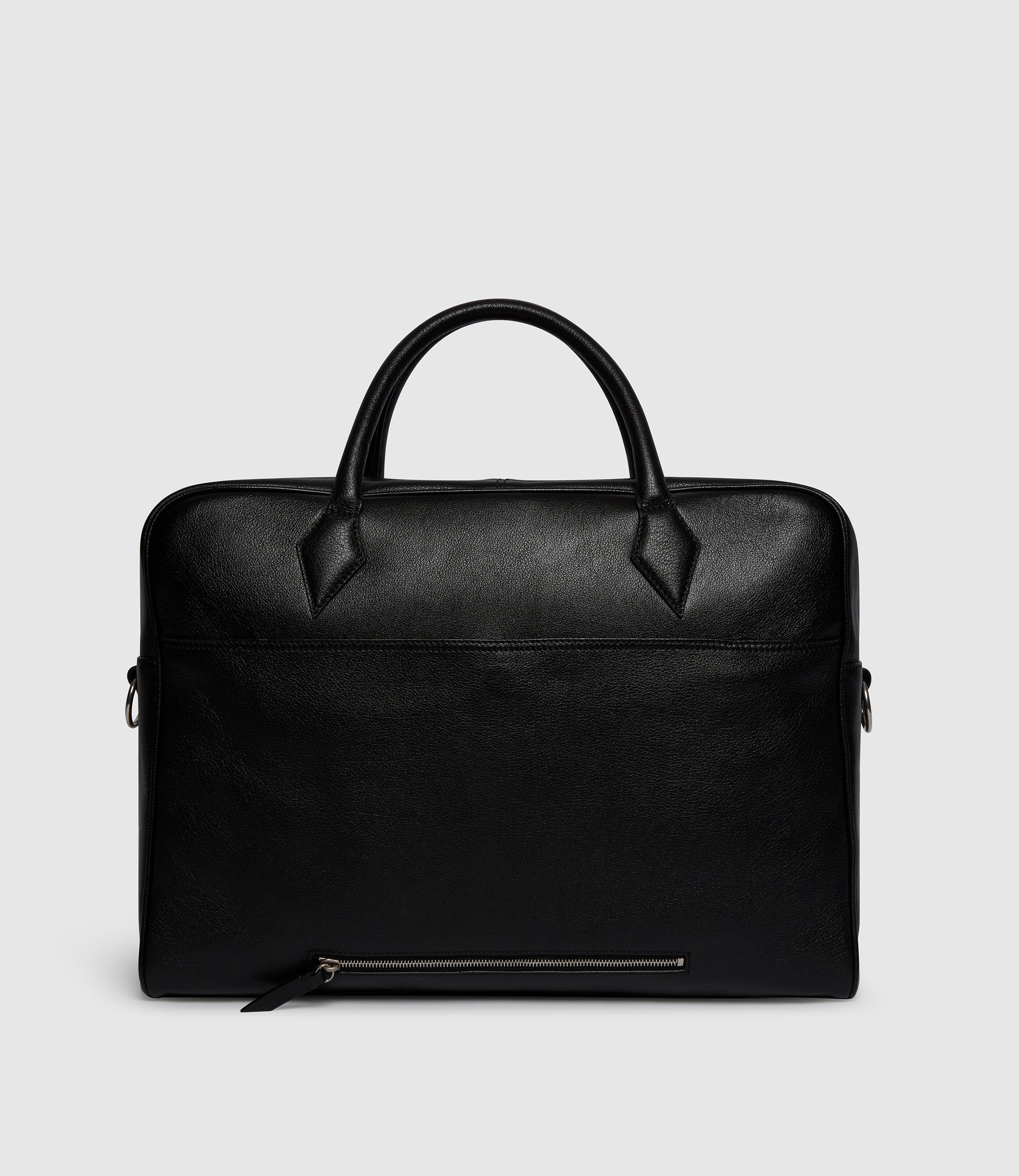 Métier Men's Slouchy Briefcase Black Grained Italian Leather