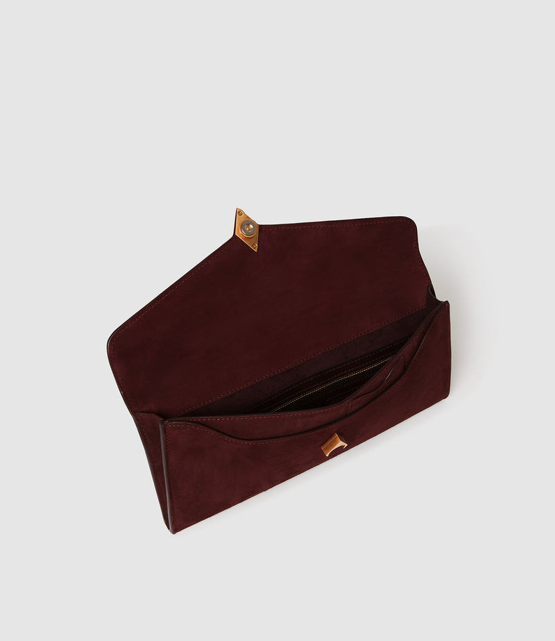 Edge Clutch Buttery Suede Amarone