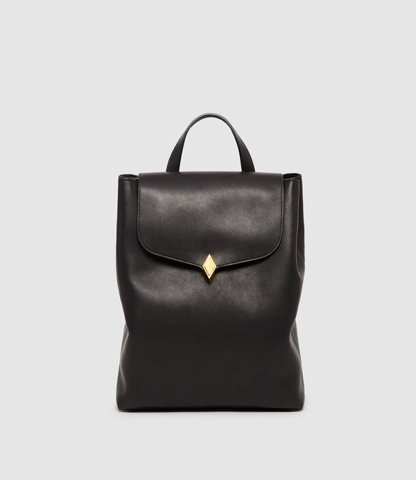 black backpack women leather Women's Edge Backpack Supple Calfskin Leather Black