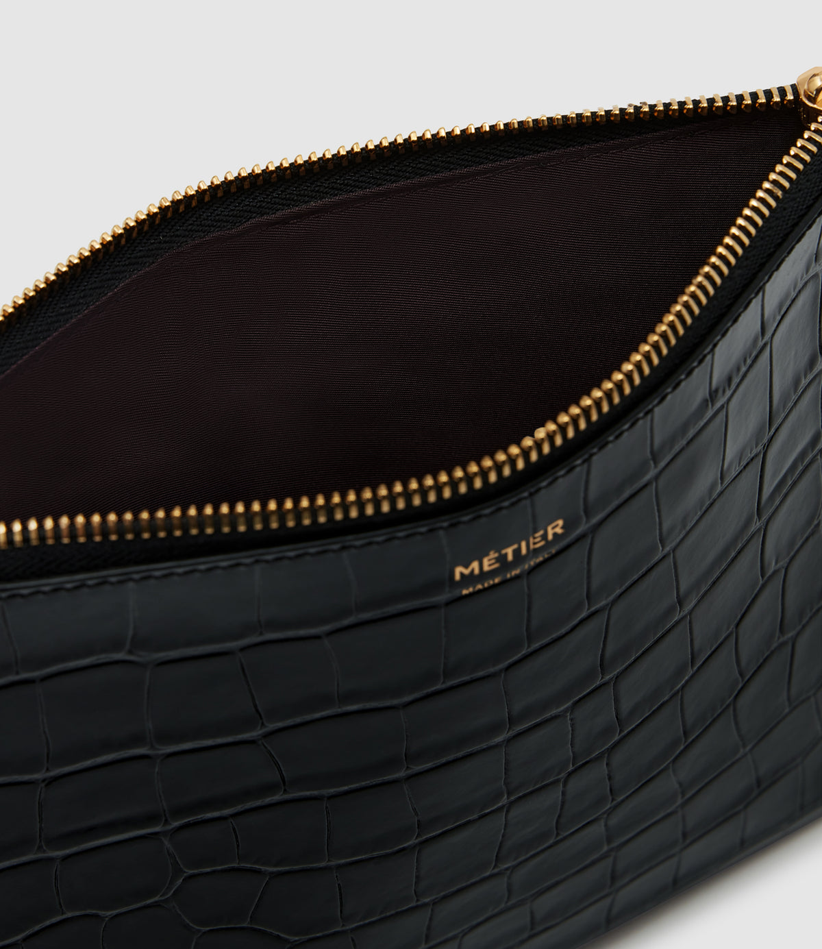 Small Pouchette Embossed Croc Black