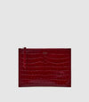 Small Pouchette Embossed Croc Ruby