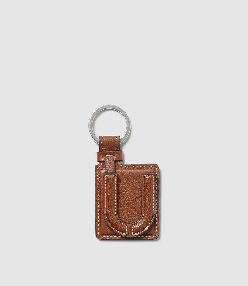 Letter Key Ring Buffalo Cognac