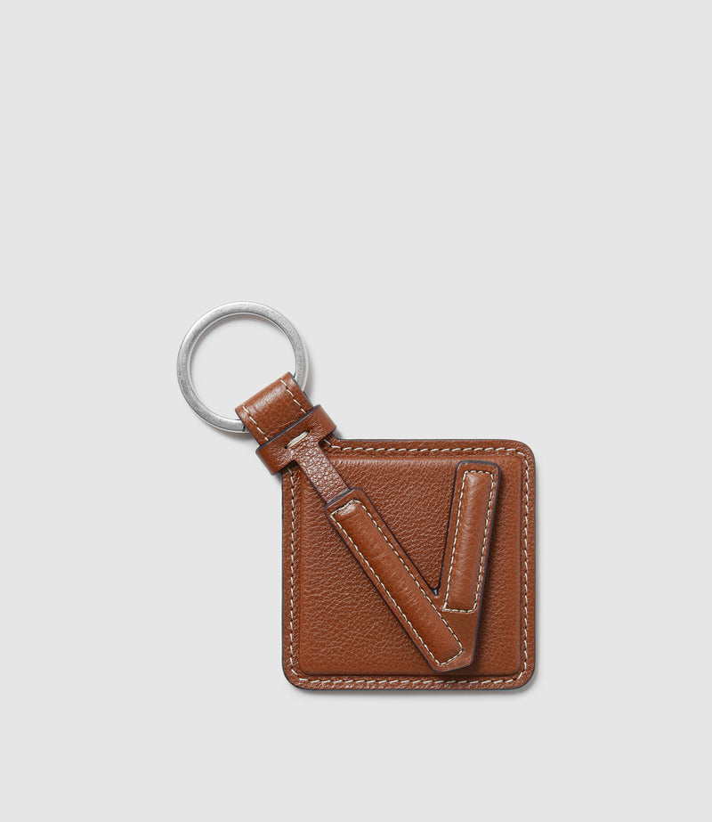 Letter Key Ring Buffalo Cognac