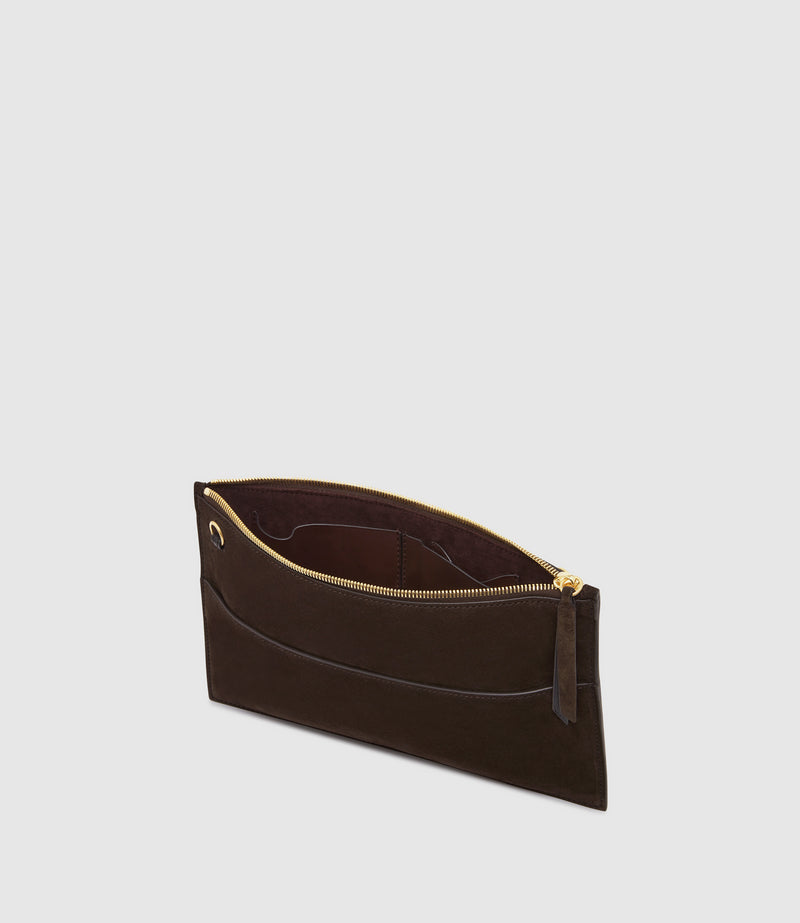 Incognito Clutch Suede Chocolate