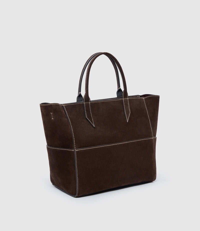Incognito Crossbody Suede Chocolate with Salt Stitching