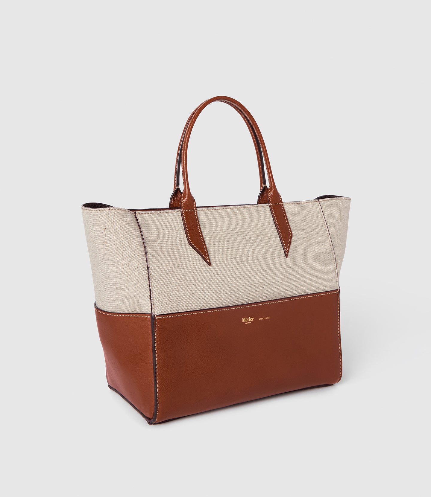 Incognito Crossbody Cabas Natural Linen with Cognac