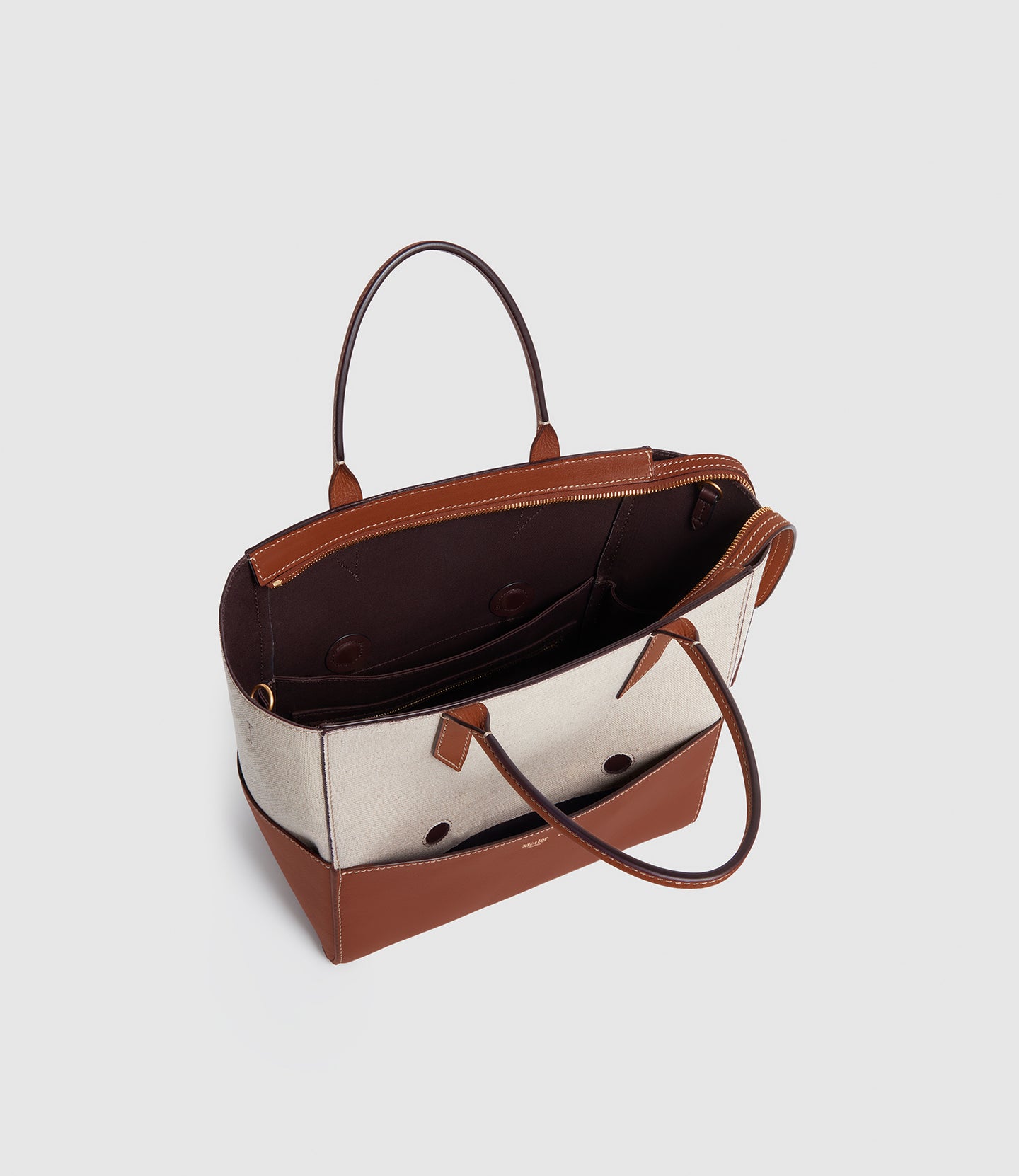 Incognito Crossbody Cabas Natural Linen with Cognac
