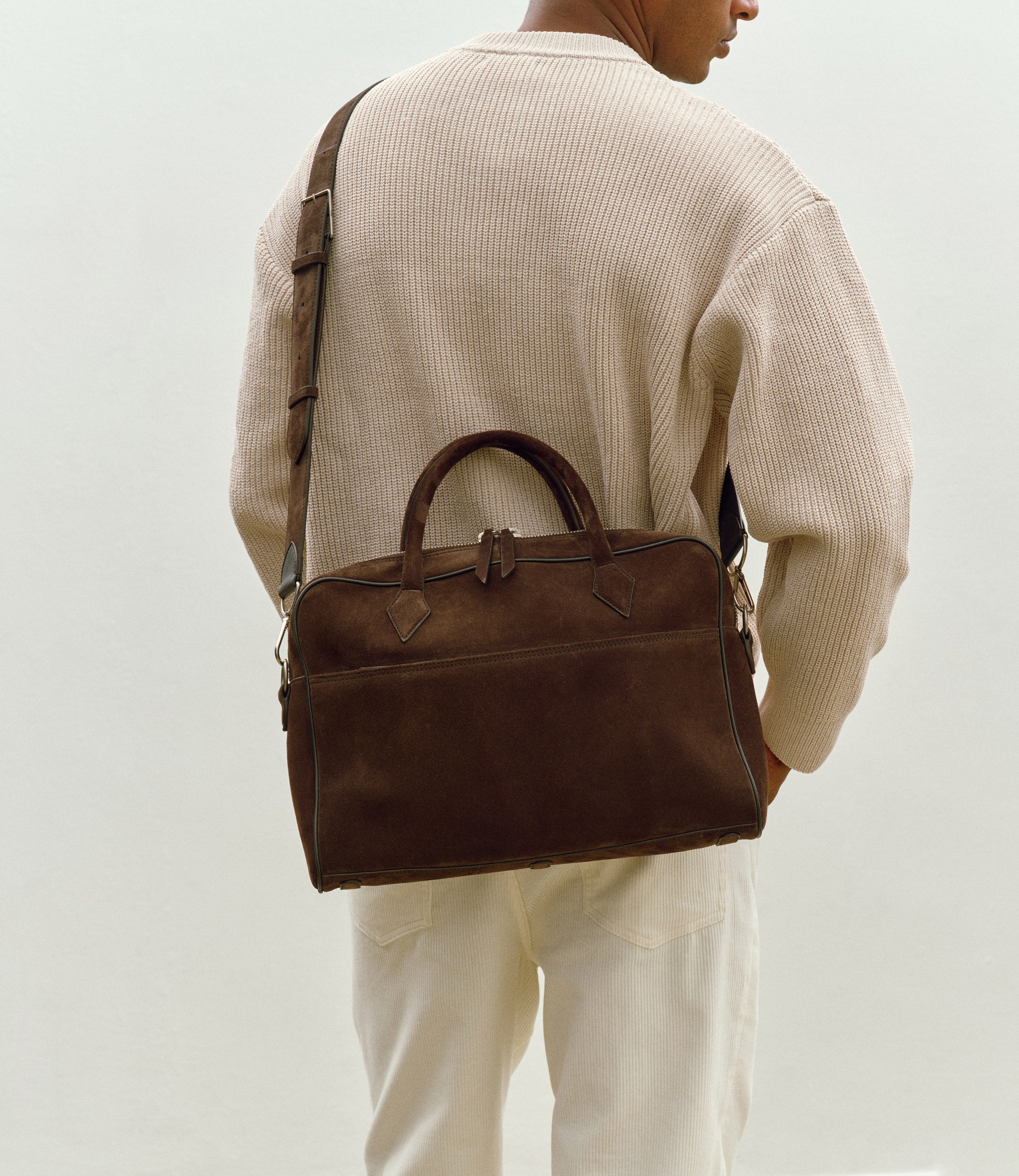 Métier Closer All Day Handmade Italian Leather Briefcase Suede