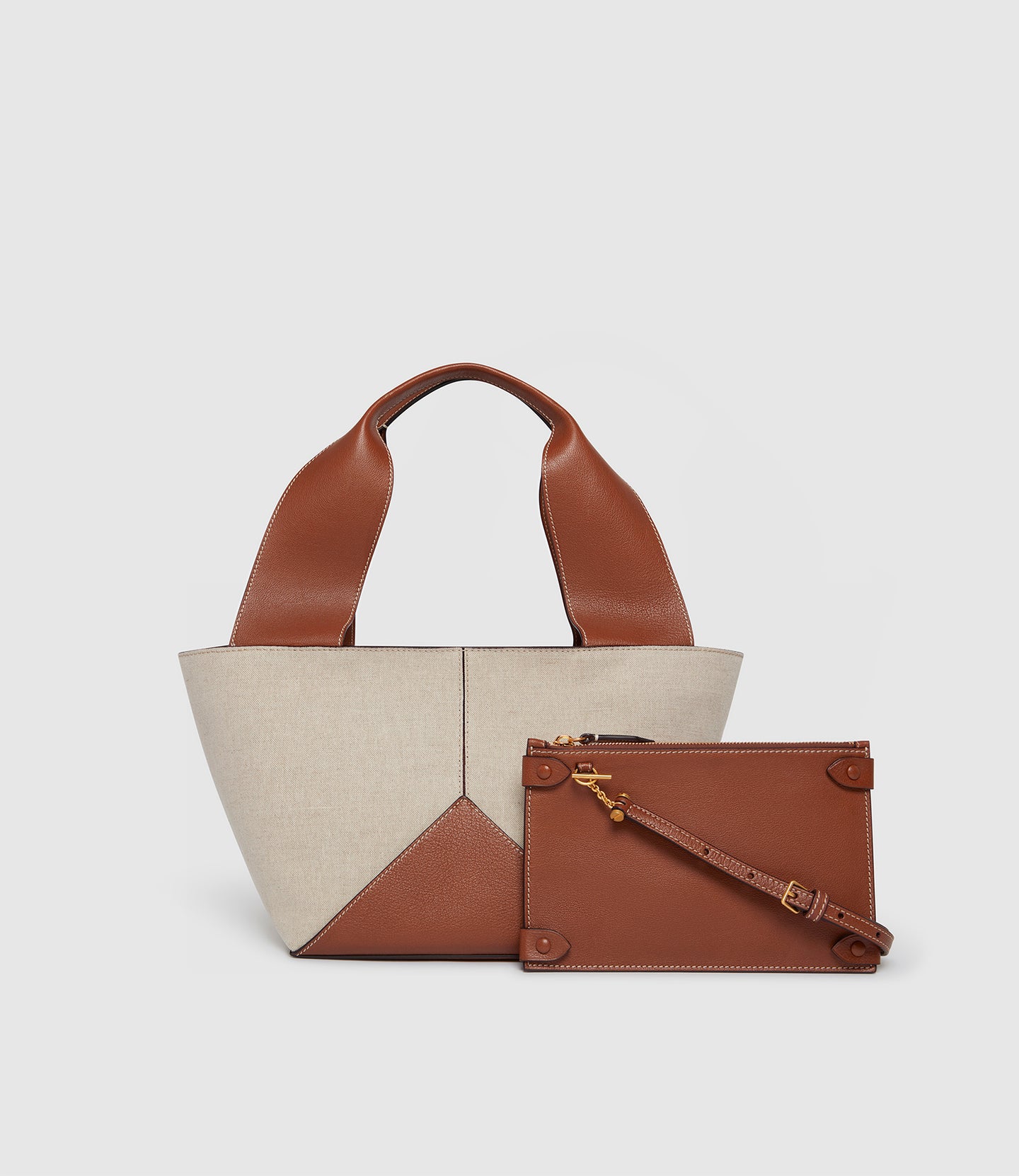 Market Small Natural Linen With Buffalo Cognac