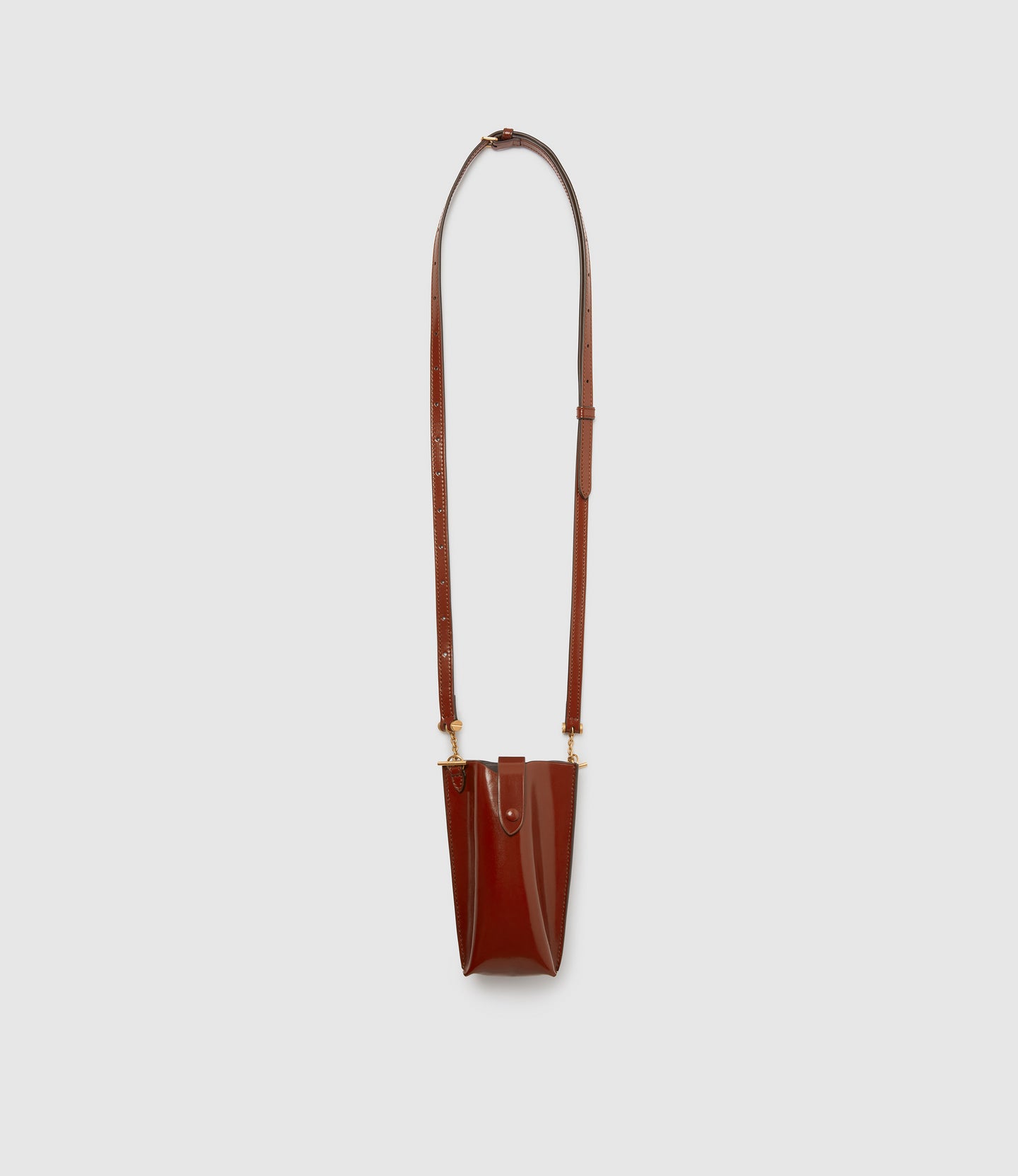 Minimalist Double Glossy Calfskin Burnt Tobacco