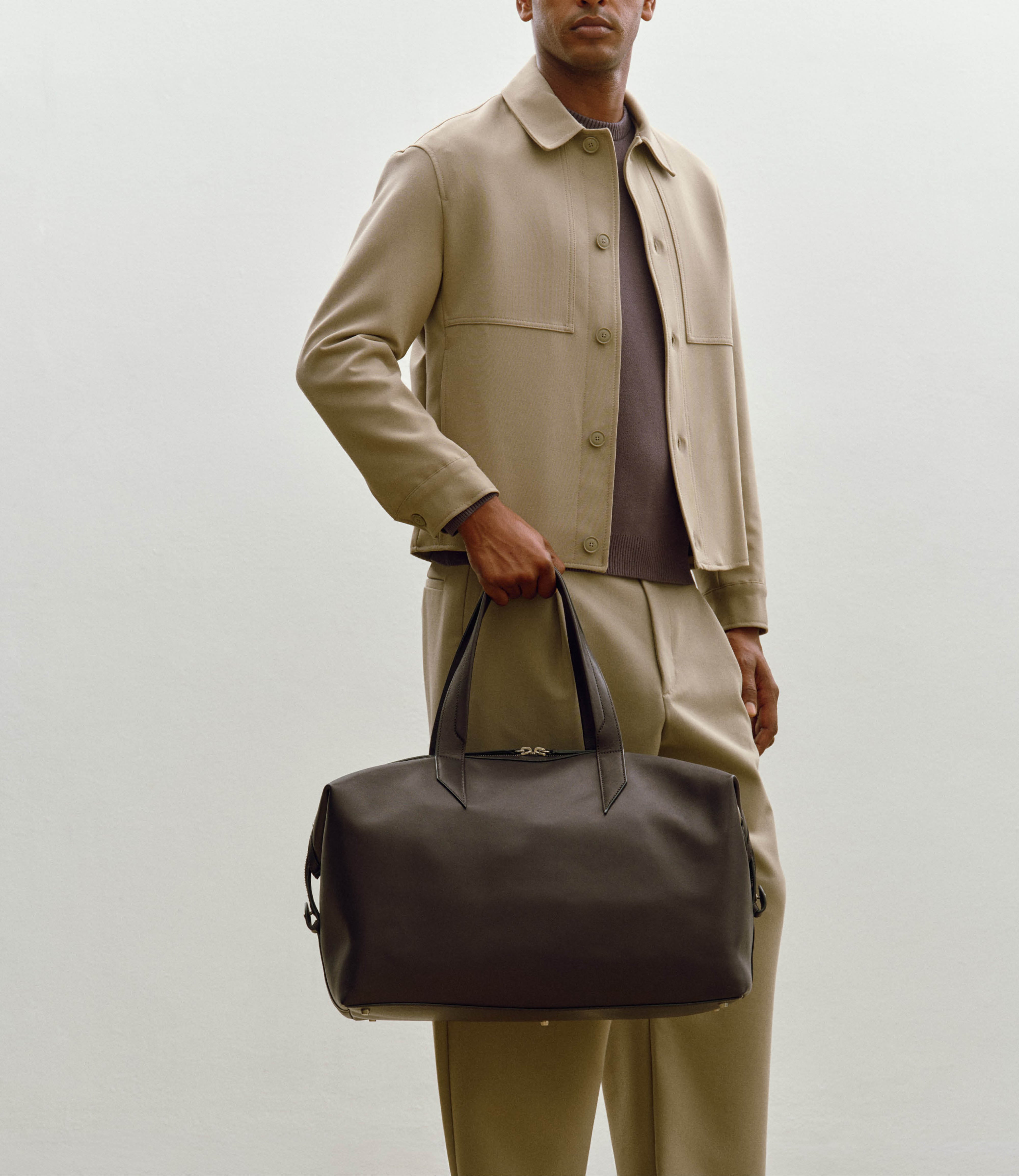 Métier Weekend Handmade Italian Leather Travel Overnight Bag Suede
