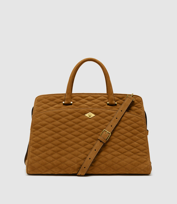 Private Eye Buttery Suede Diamond Quilt Marrakech with Gold Hardware