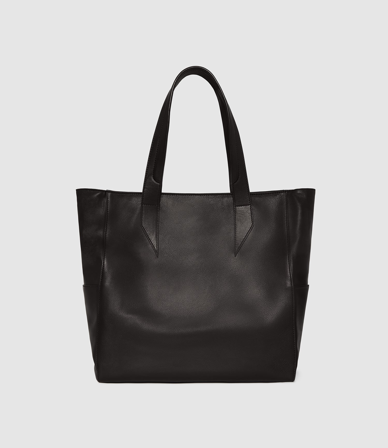 Men's Passerby North-South Tote Bag Supple Calfskin Leather Black
