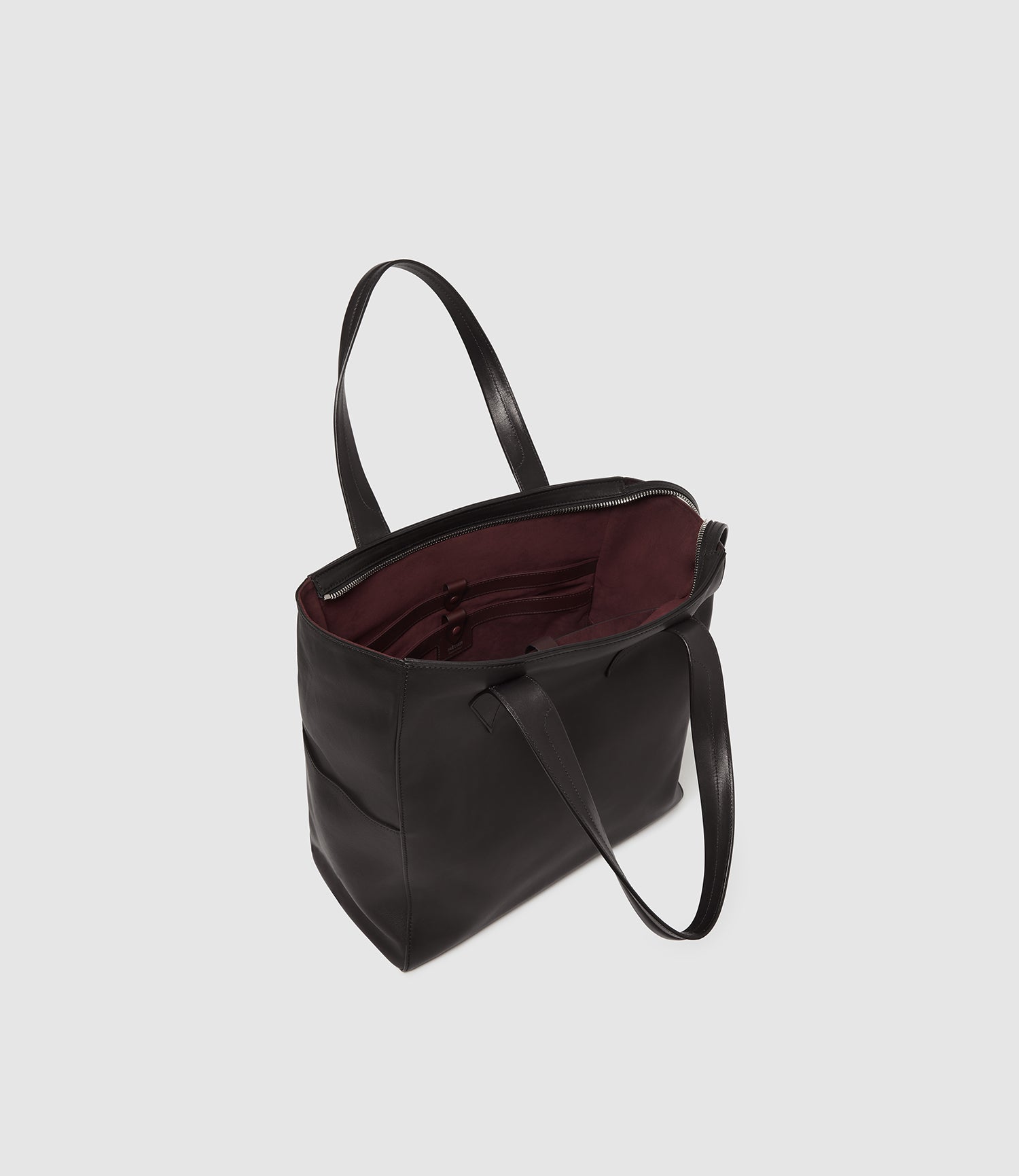 Men's Passerby North-South Tote Bag Supple Calfskin Leather Black