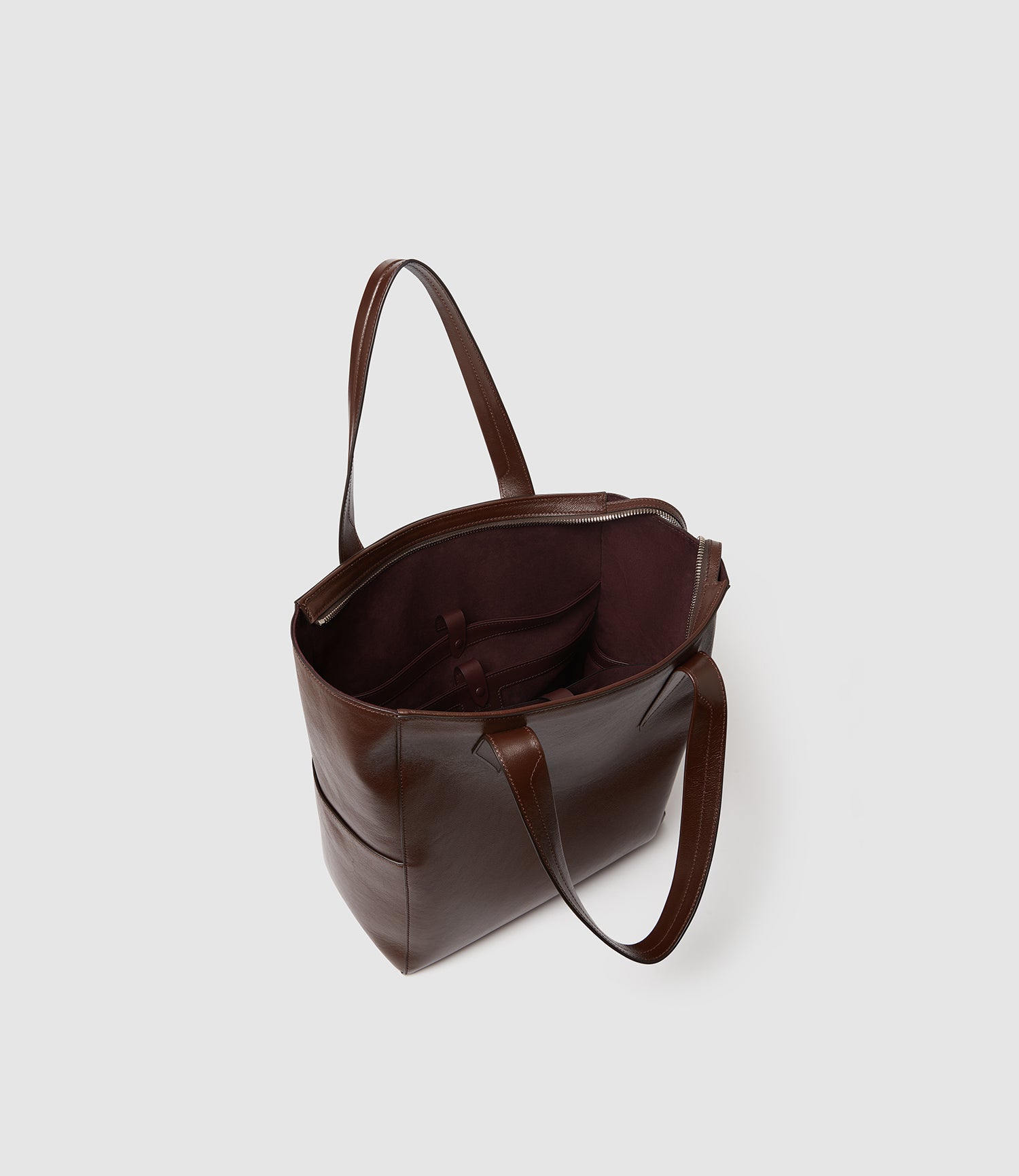 Men's Passerby North-South Tote Bag Elvis Leather Walnut Brown