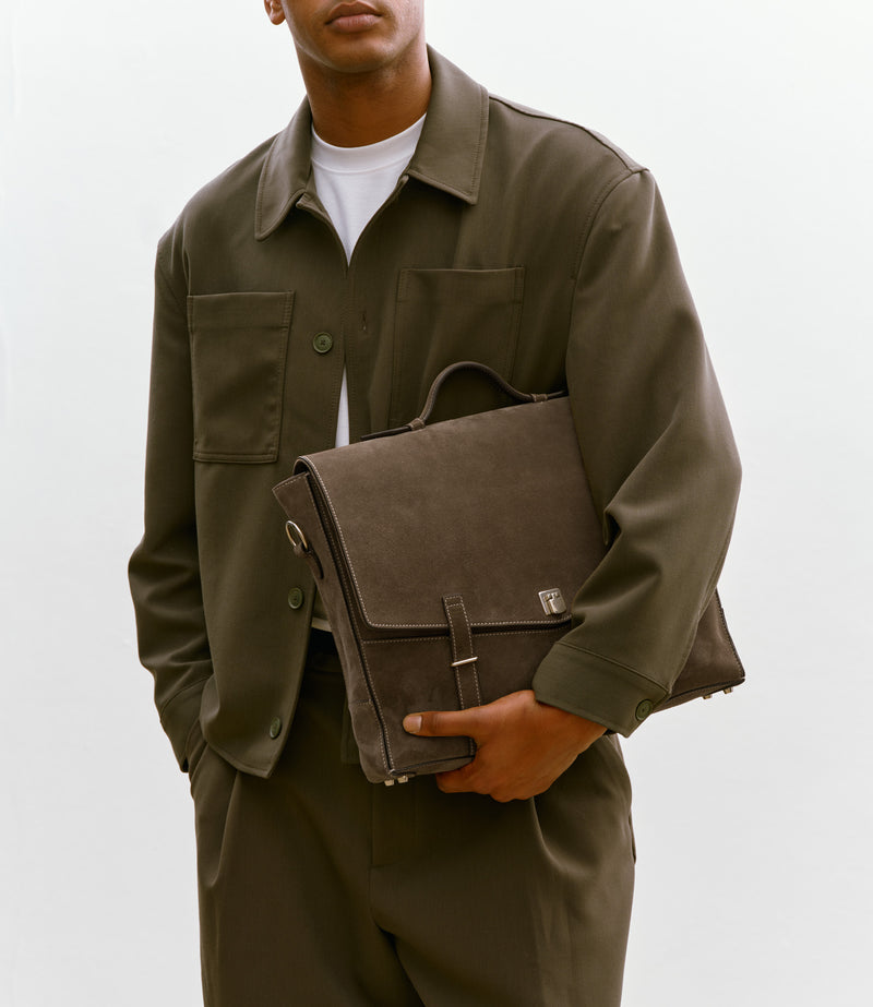 Rider Briefcase Suede Khaki