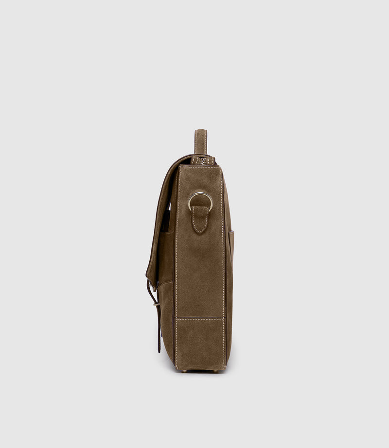 Rider Briefcase Suede Khaki