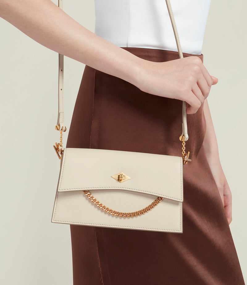 Roma Mini Clutch Smooth Calfskin White Sand