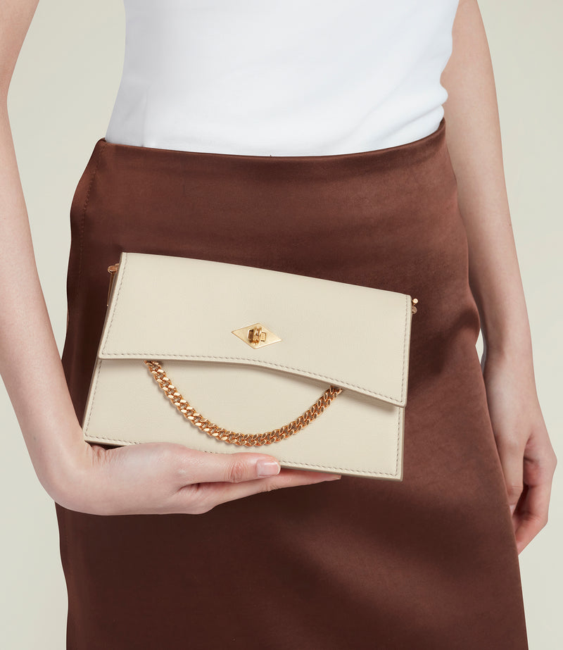 Roma Mini Clutch Smooth Calfskin White Sand