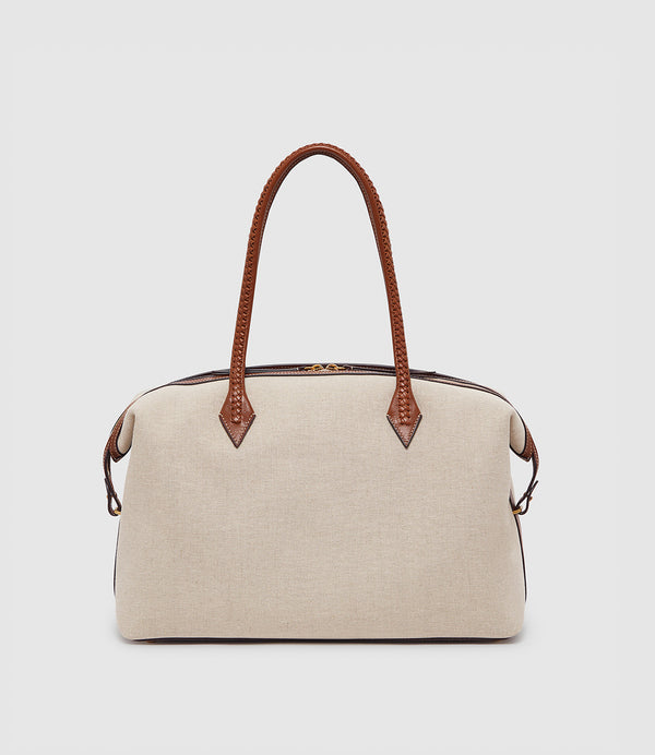 Vérité All Day Bag Natural Linen with Cognac