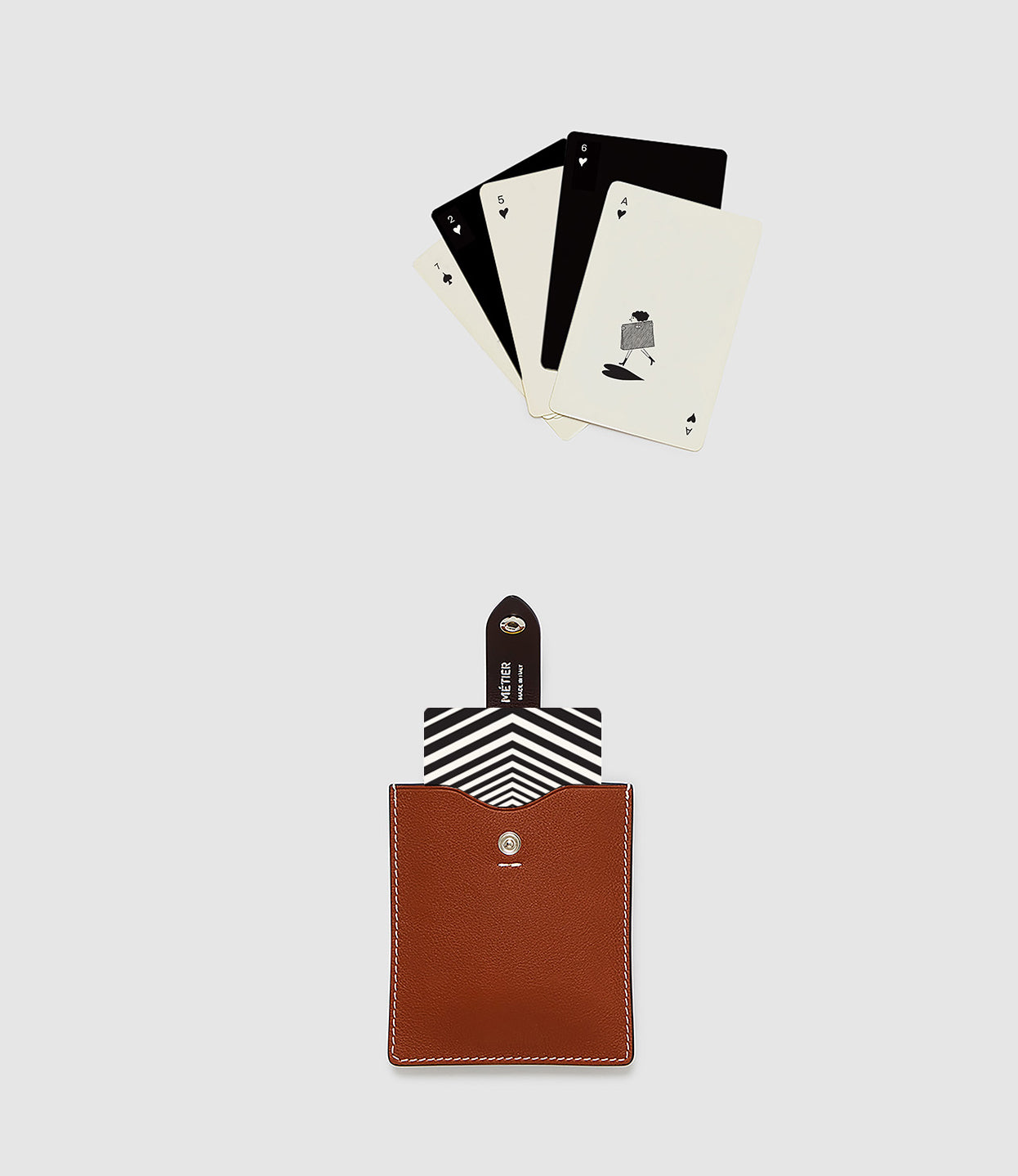 Playing Cards and Deck of Cards Case Smooth Calfskin Sienna