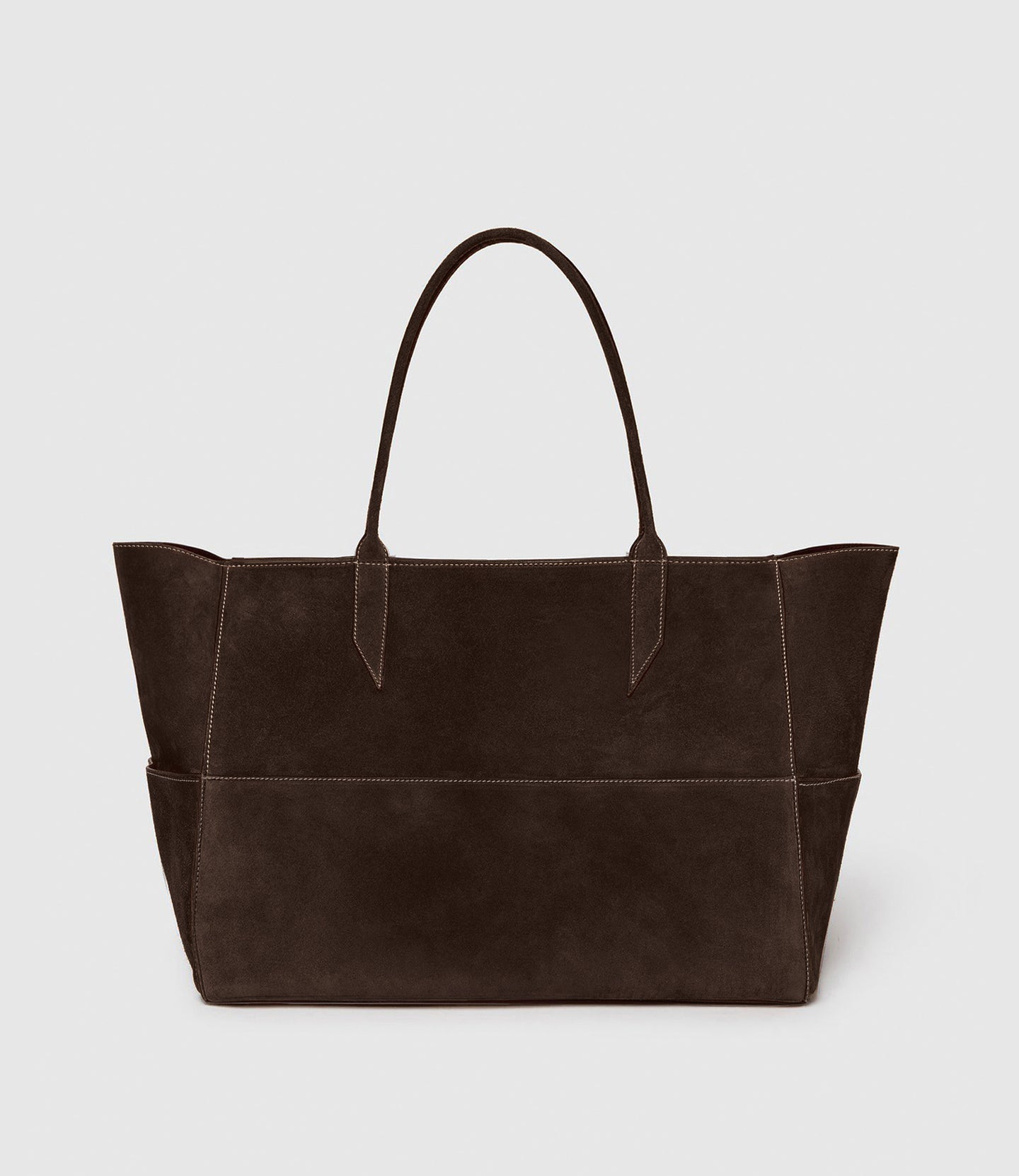 Incognito Small Cabas Suede Chocolate With Salt Stitching