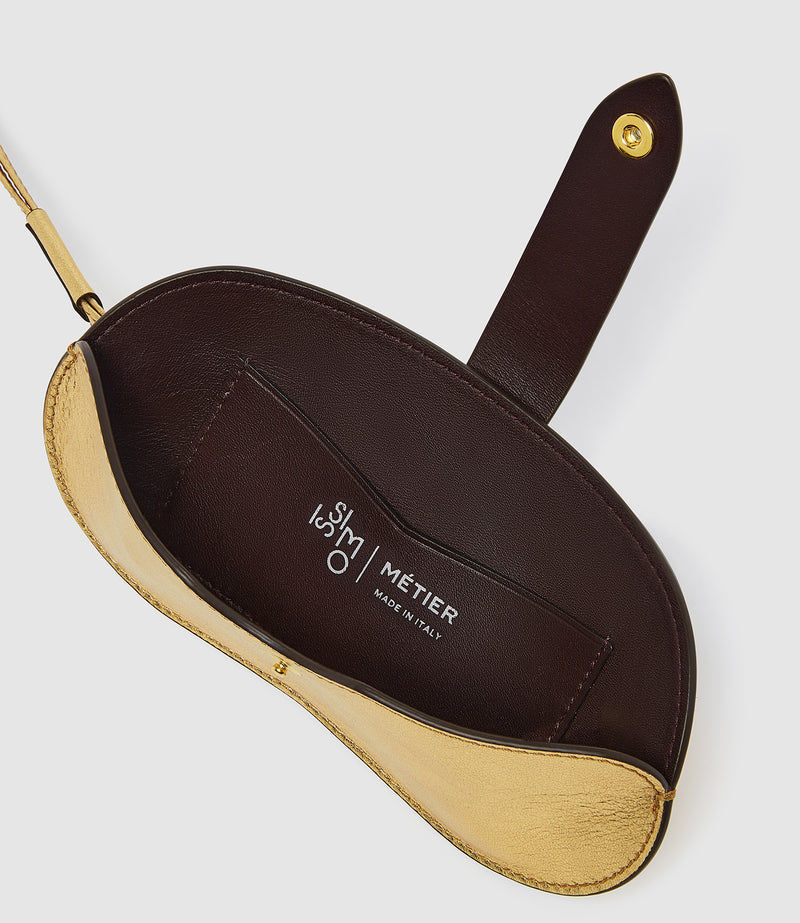 ISSIMO | Métier Glasses Case With Strap Metallic Calfskin Gold