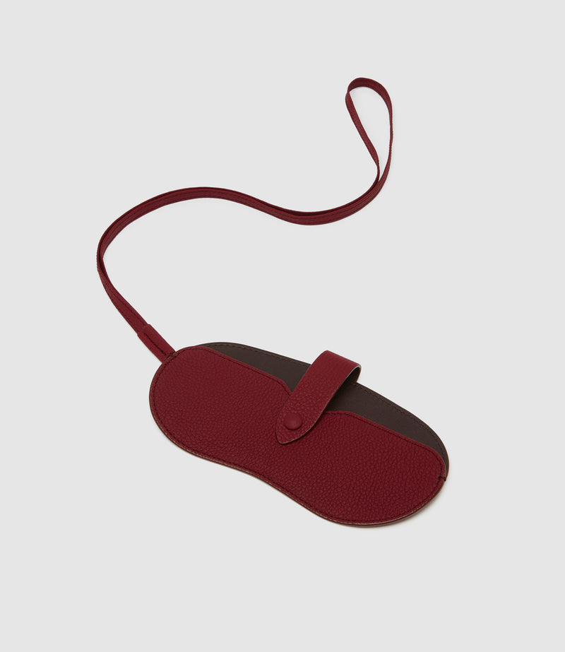 Glasses Case With Strap Soft Grain Rosso