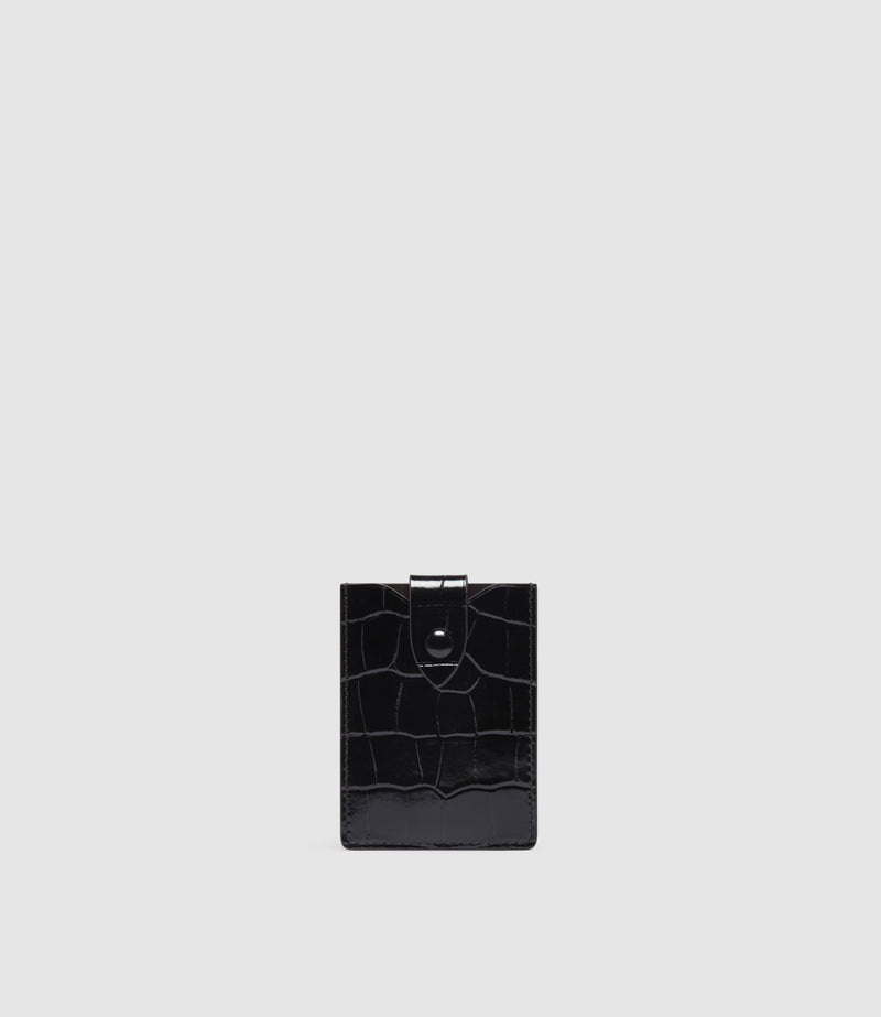 Small Wallet Embossed Croc Black